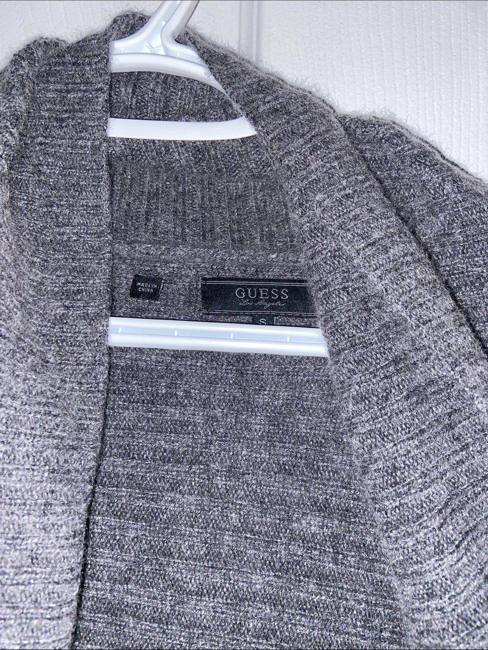 Guess Gray Open-Front Ribbed Cardigan - Picture 2 of 2